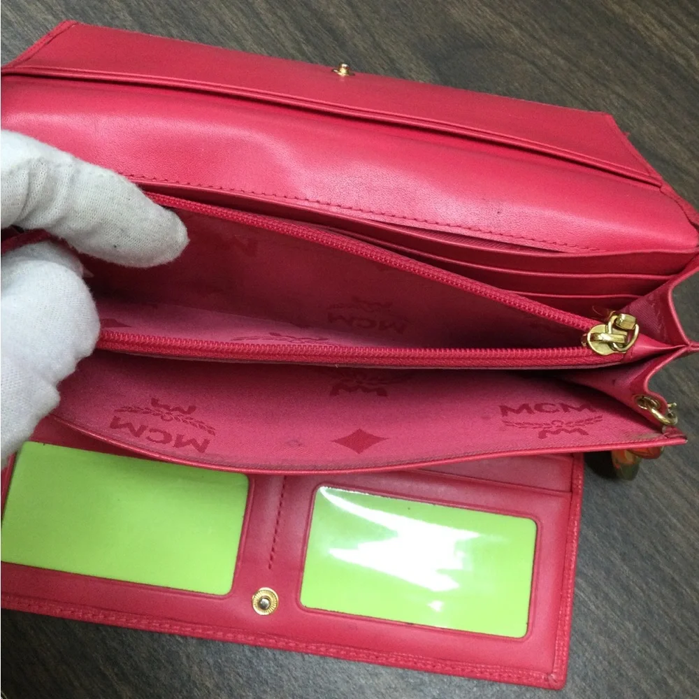 MCM Red Leather Continental Wallet